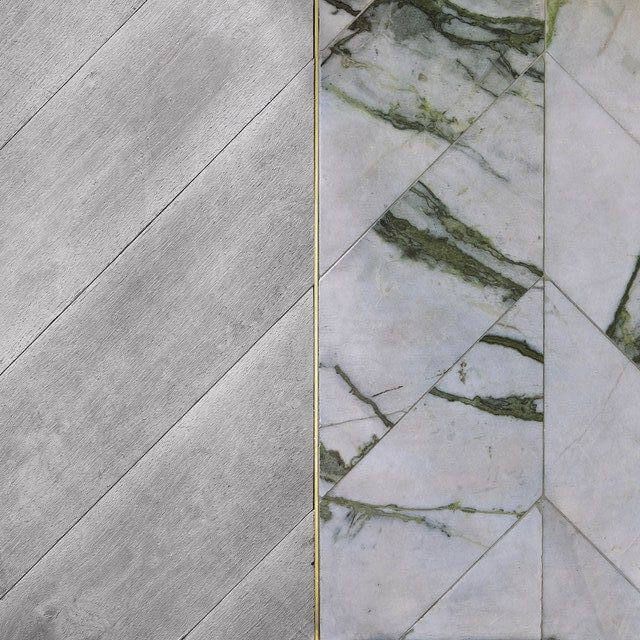 Паркет с камнем и металлом